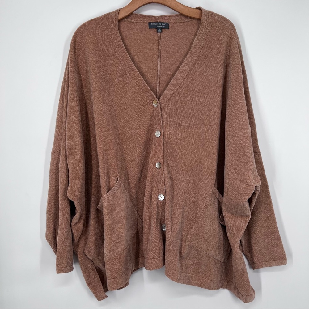 Barefoot Dreams Oversized Button Front Cardigan in Dusty Brown